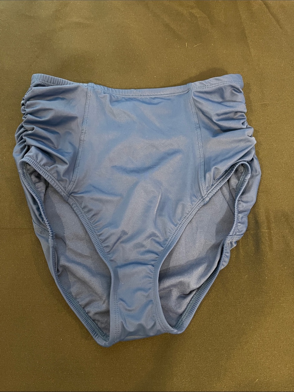 High-Waist Blue Bikini Bottom with Side Ruching